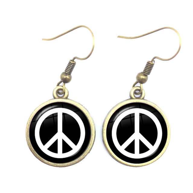 Blue-Red-Yellow Hippie Peace Van Bus Photo Drop Earrings Retro Beach Bus Car Collectors Bus Peace Sign Jewelry For Women