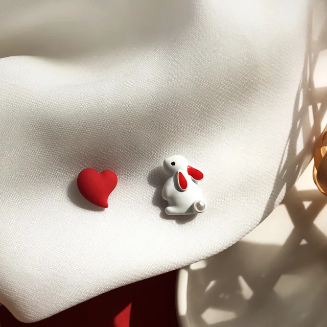 Korean Style Flower Cute Animal Dangle Earrings For Women Moon Stars Kitten Rabbit Balloon Asymmetric Earring Party Jewelry Gift 11