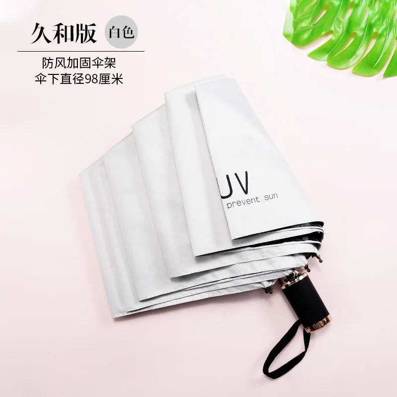 Виниловый автоматический зонт, Модный складной зонтик для дождя, женский подарок, Мужской зонтик для девочек, анти-УФ, водонепроницаемый, портативный, для путешествий, зонты - Цвет: Manual - White