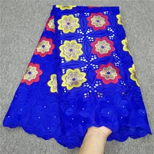 5 ярдов швейцарская кружевная ткань последняя Тяжелая вышитая бисером Африканская Хлопковая ткань швейцарская вуаль кружева популярный Дубай Стиль