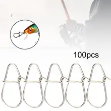 

60% Discounts Hot!100Pcs Stainless Steel Hooks Fast Snap Clips Lock Connectors Fishing Tackle Tool