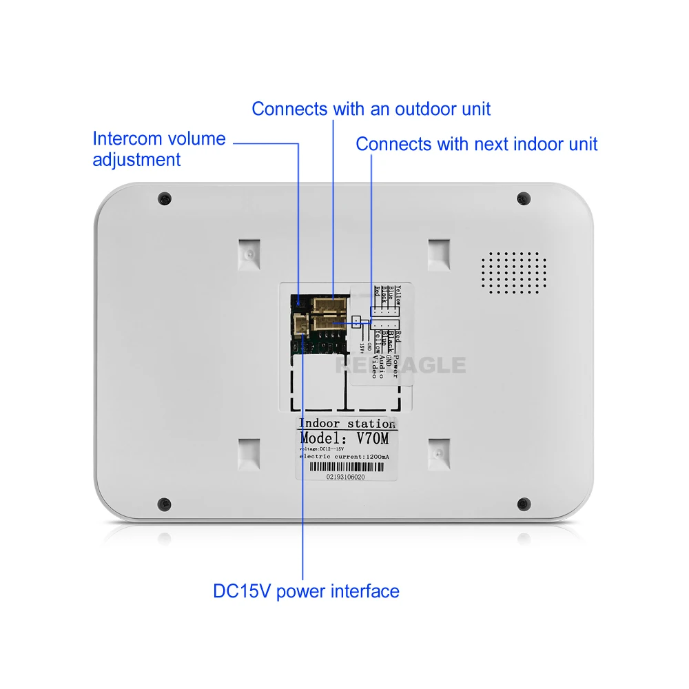 REDEAGLE 7 inch Wired Video Door Phone Speakerphone Intercom System with Infrared Night vision Camera