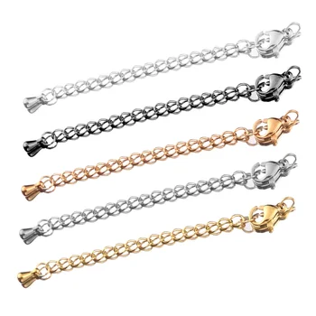 

10pcs Stainless Steel gold Extension End Chain DIY Bracelet Necklace Tail Chain Lobster Clasp Extender Chains For Jewelry Making