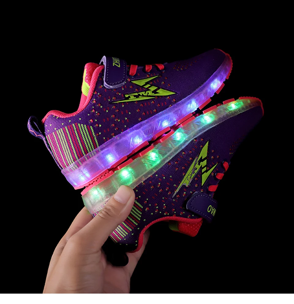 BENZELOR/Новинка года; светящаяся обувь с USB подсветкой; детская обувь для девочек и мальчиков; светильник; Светящиеся кроссовки; светящийся светильник с подсветкой
