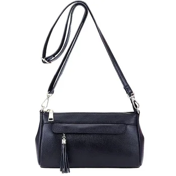 

Genuine Leather Handbag Women Top Grain Cow Leather Should bags Female New fashion Women's Bag Black Red Dark Blue