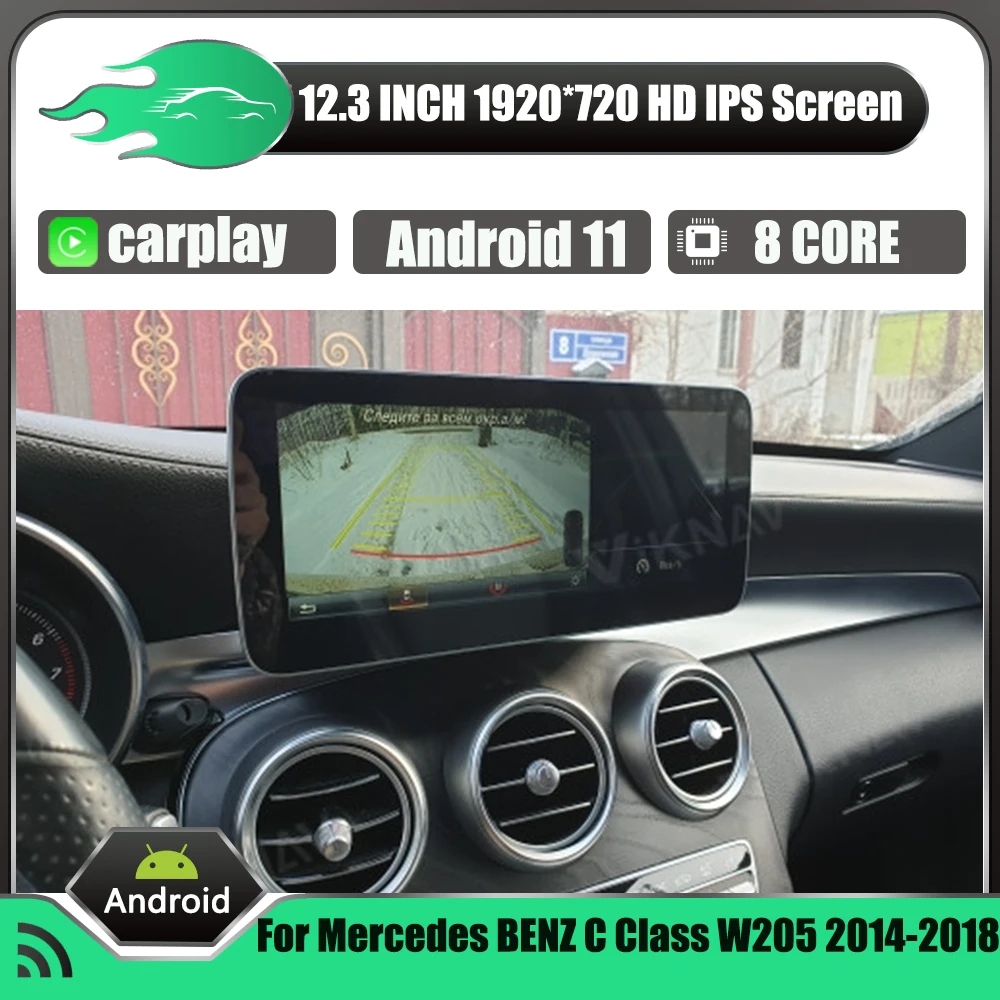 

256G Android 11 car radio for Mercedes benz C class W205 2014-2018 car 12.3 inch GPS navigation stereo multimedia player