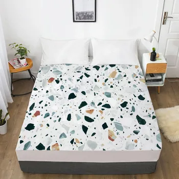 

Fitted Sheet 3D Bed Mattress Fitted Cover Custom Design Bed Linens Sheets Bedsheet 183x214 Geometry Marble Printed Bedding
