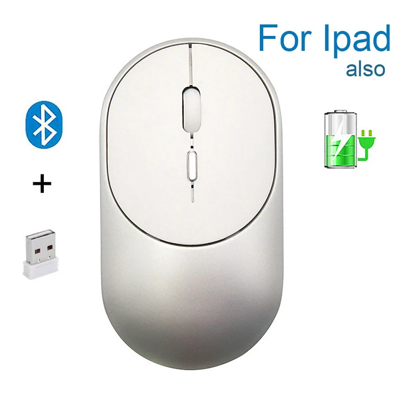 

Bluetooth 5.1+2.4G Wireless Dual Mode Rechargeable Mouse Optical USB Gaming Computer Charing Mause New Arrival for Mac Ipad PC