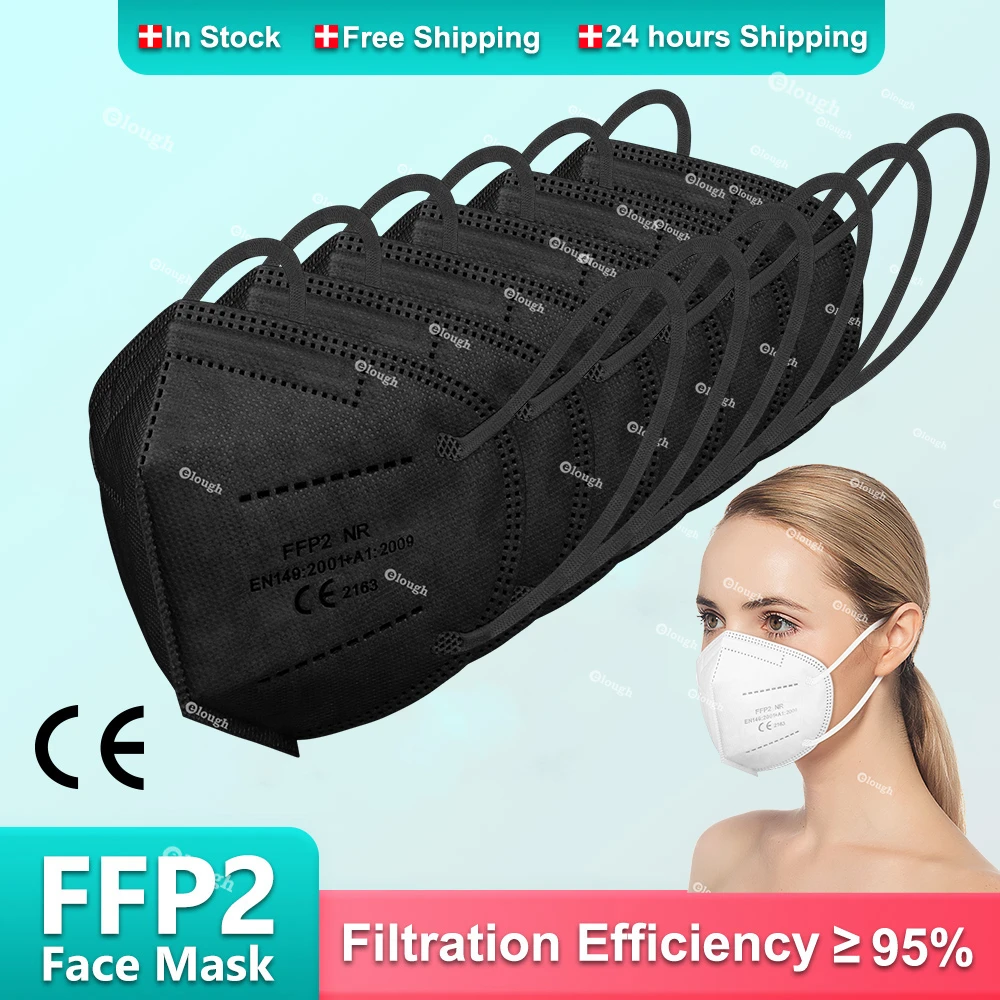 Маски для взрослых FFP2 Mascarillas neгра KN95 одобренная FPP2 5-слойная маска черная ffp2mask