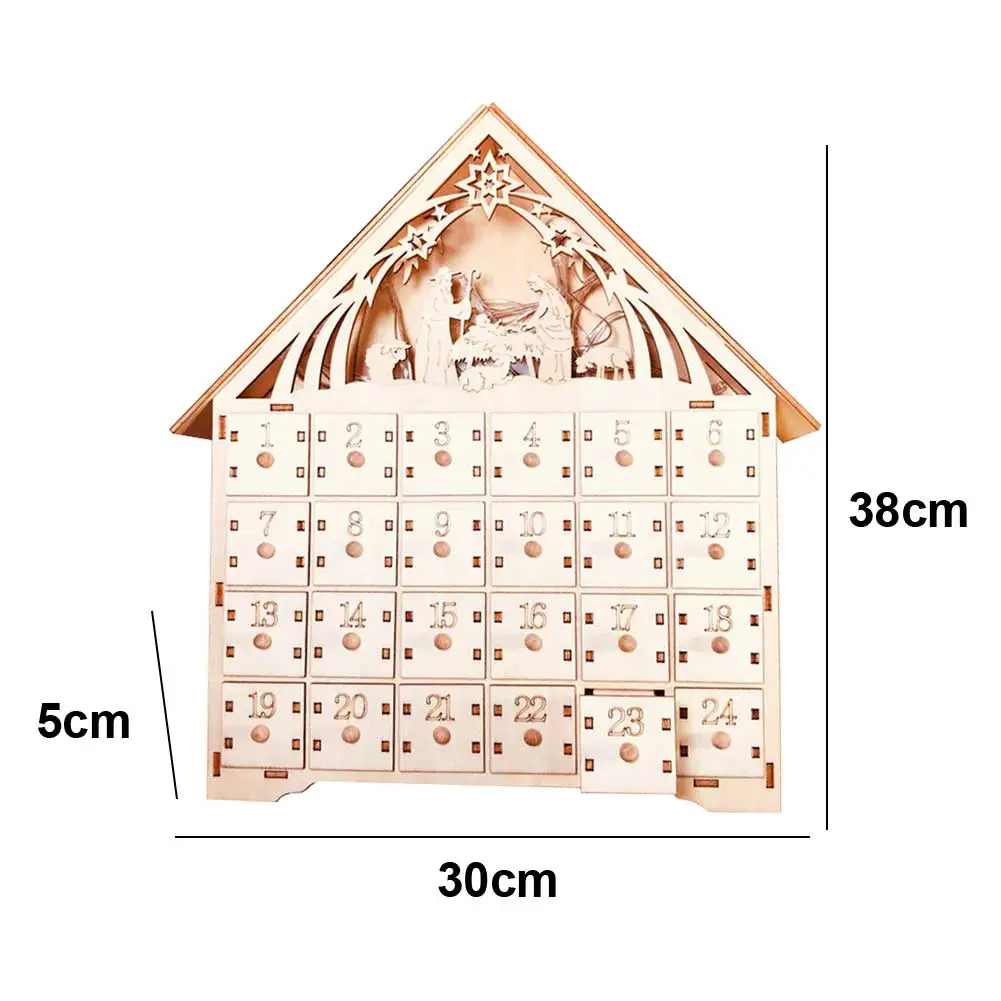Выдвижные ящики Адвент календарь для хранения праздника DIY обратный отсчет Украшение Рабочего Стола рождественские деревянные вечерние светодиодный светильник фестиваль дома