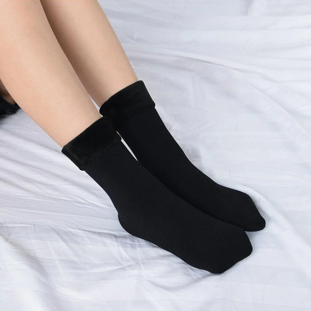 1 пара, повседневные носки для женщин, нейлон, плюс бархат, утепленные носки, однотонные дышащие эластичные женские носки средней длины, зимние