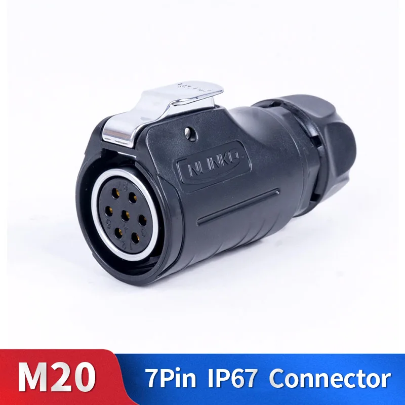 

M20 7 Pin Waterproof Power Connector Kit Metal Shell Male and Female Industrial Outdoor Lighting Cable Plug and Socket