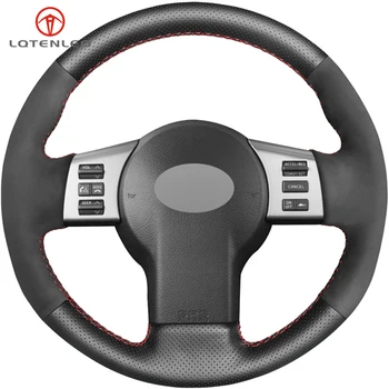 

LQTENLEO Black Hole Genuine Leather Suede DIY Car Steering Wheel Cover For Infiniti FX FX35 FX45 2003-2008 Nissan 350Z 2003-2009