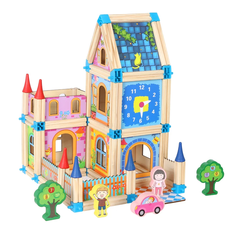 128/268 шт мастер архитектуры, строительные блоки, игрушки для детей деревянная игрушка модель здания Наборы дом модели сборка из блоков подарок