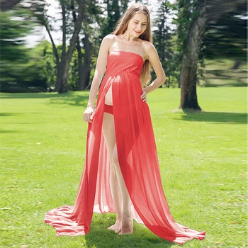 

Beach Evening Dresses 2020 Women's Sexy Pregnant A-line Sleeveless Strapless Leg Slit Long Party Gowns robe de soiree