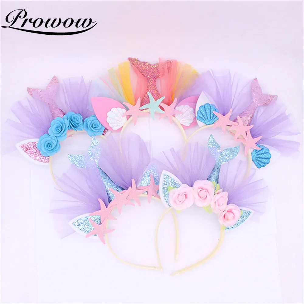 Prowow Children Headwear Mermaid Starfish Headband Girls Beach Party Show Hair Accessories Baby Girl Headband Photography Props