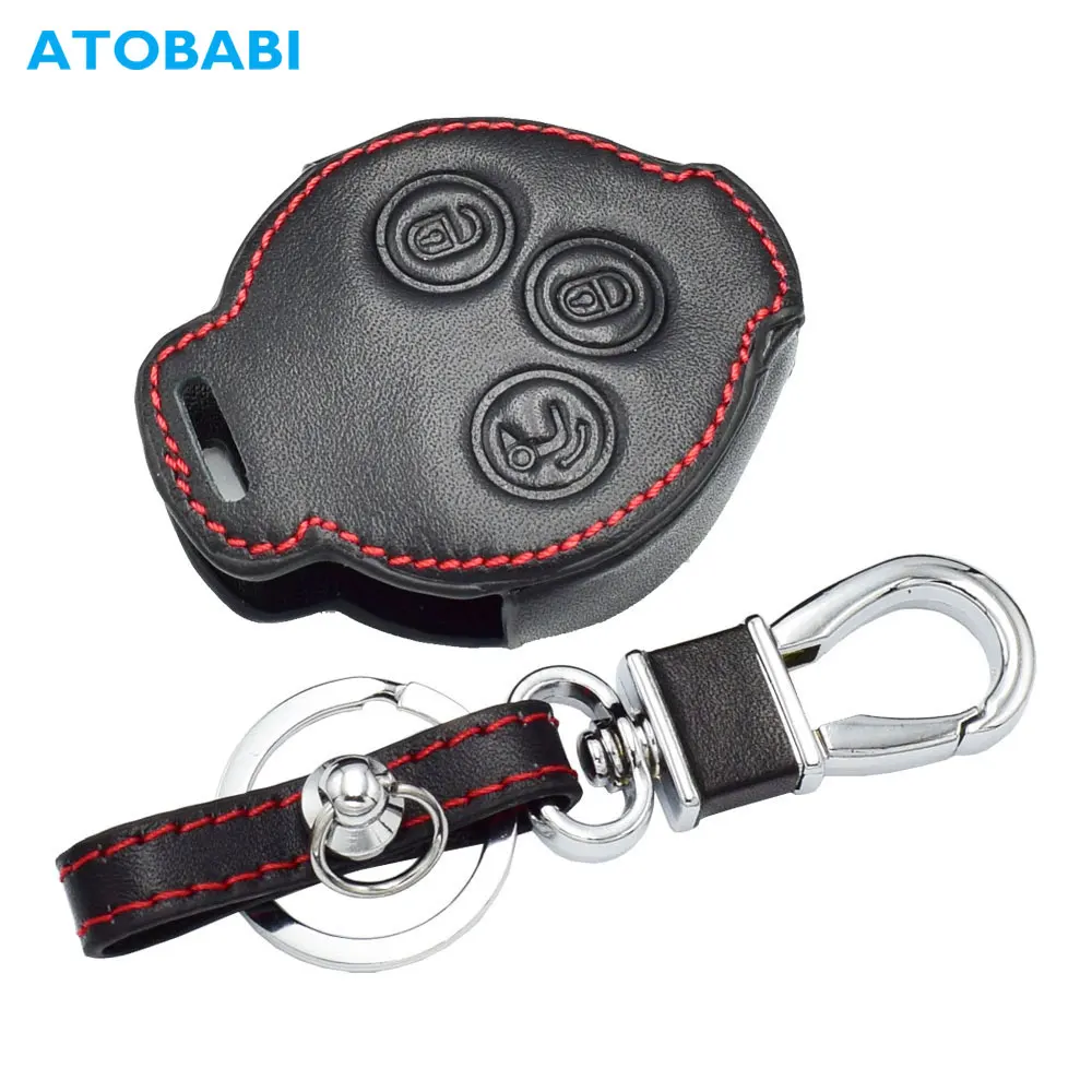 Leather Car Key Case For Mercedes Benz Fortwo Forfour SMART City Roadst Remote Fob Shell Cover Skin Protect Bag Auto Accessories Key Case Key Case Cover