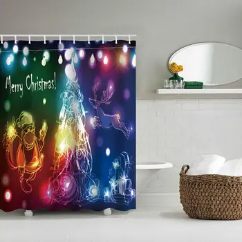 

59x71Inch Waterproof Curtain Christmas Shower Curtain For Bathroom Forest Animals Deer Curtain Christmas Decoration