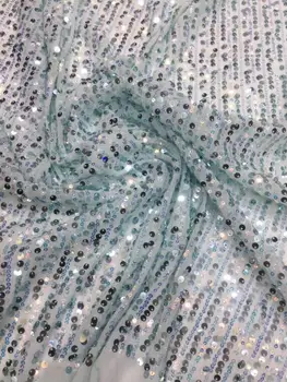 

embroiderd lace fabric Jolin-18.6803 with sequins beautiful Nigerian sequins lace fabric for party dress