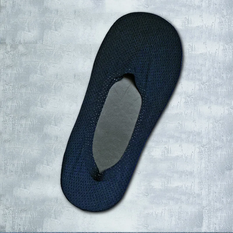 navy blue 3 пары детских хлопковых утепленных колготок на Для мужчин дышащий ледяной шелк носки с низкой посадкой вкладыш Нескользящие тонкие невидимые спортивные носки O66 - Цвет: navy blue