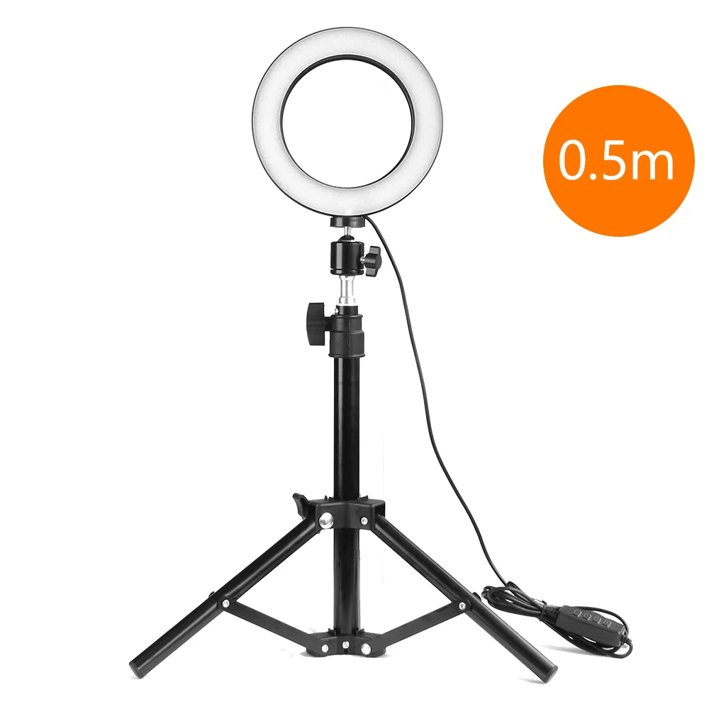 50/160/210mm USB Interface Dimmable LED Selfie Round studio ring camera Light photo Phone Photography Video Makeup Lamp youtube - Цвет: with 0.5m bracket