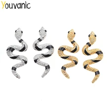 Youvanic, модные серьги в виде змеи, золотые, черные, серьги-гвоздики для женщин, преувеличенная индивидуальность, Brinco, Женские Ювелирные изделия, Bijoux Oorbellen