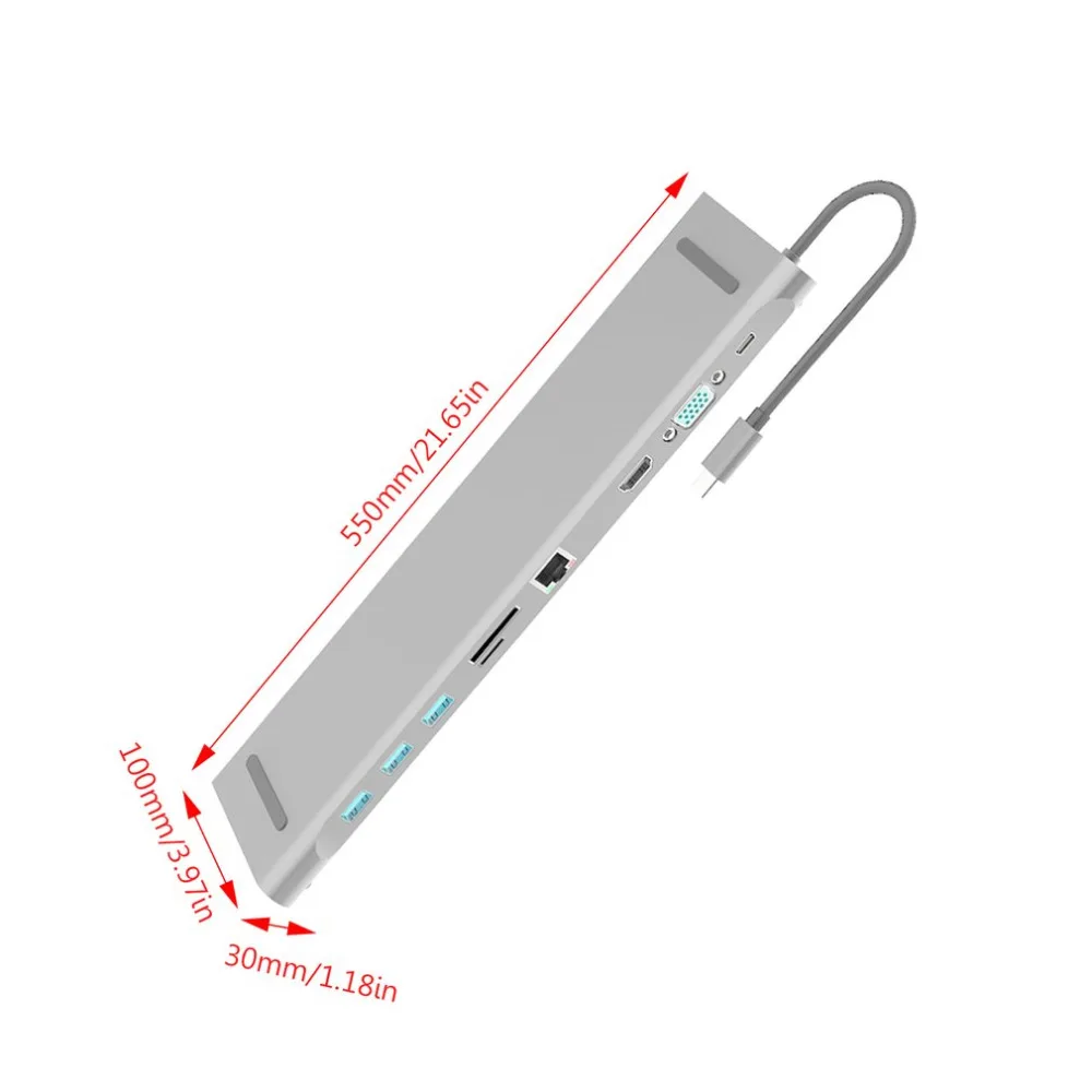 1 шт Мульти 10 в 1 usb type C RJ45 USB 3,0 сетевой концентратор HDMI концентратор VGA конвертер адаптер для Macbook Pro