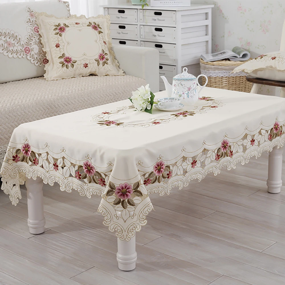 

Lychee European Style Embroidery Table Cloth Simple Rectangle Table Cover Home Wedding Birthday Party Tablecloth