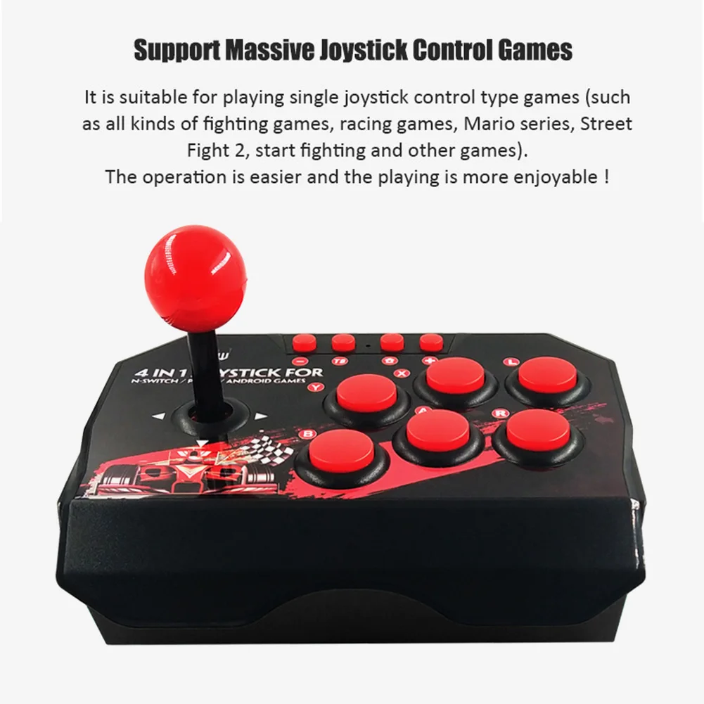 4 IN1 USB Wired Game Joystick Retro Arcade Station TURBO Games Console Rocker Fighting Controller for PS3/Switch/PC/Android TV
