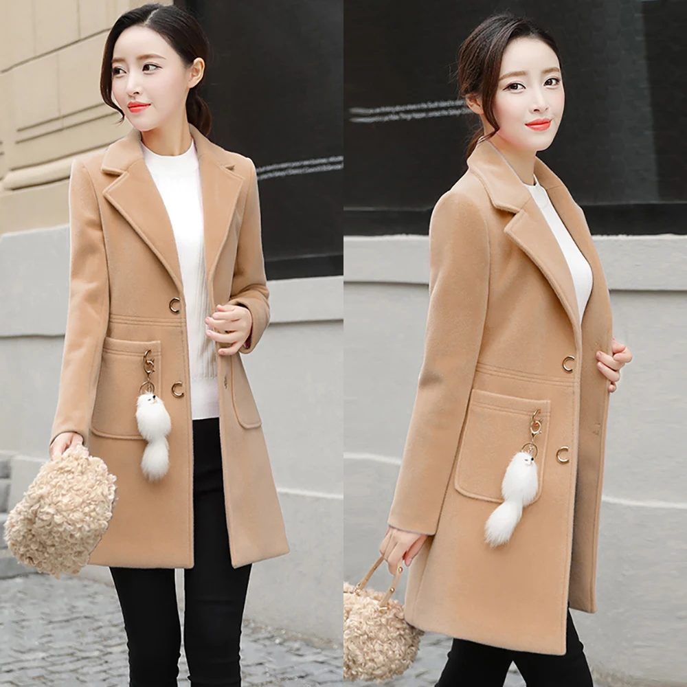 Женское шерстяное пальто размера плюс новая осенне зимняя одежда женские и