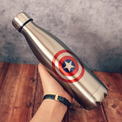 Креативная бутылка для воды из нержавеющей стали с супергероем Мститель Лига Справедливости термос кофейная кружка портативная гидро колба модная соломенная чашка - Цвет: C