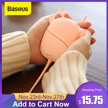 

Baseus Hand Warmer USB Rechargeable Mini Electric Portable Handy Heater Pad Cute Pocket Handwarmer with Lamp 1800mAh