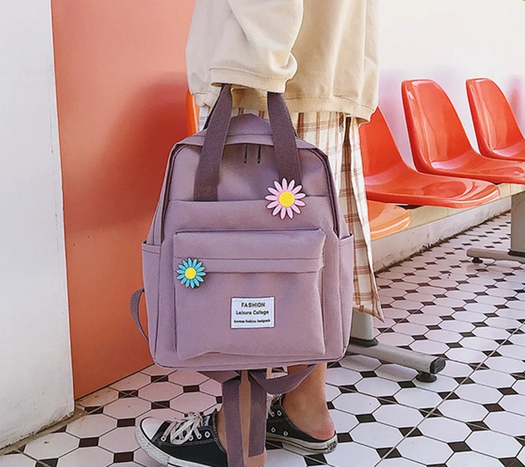 Южная Корея прекрасный ins мягкая сумка женский студенческий японский Harajuku рюкзак с подсолнухами маленький свежий ulzzang фиолетовый рюкзак