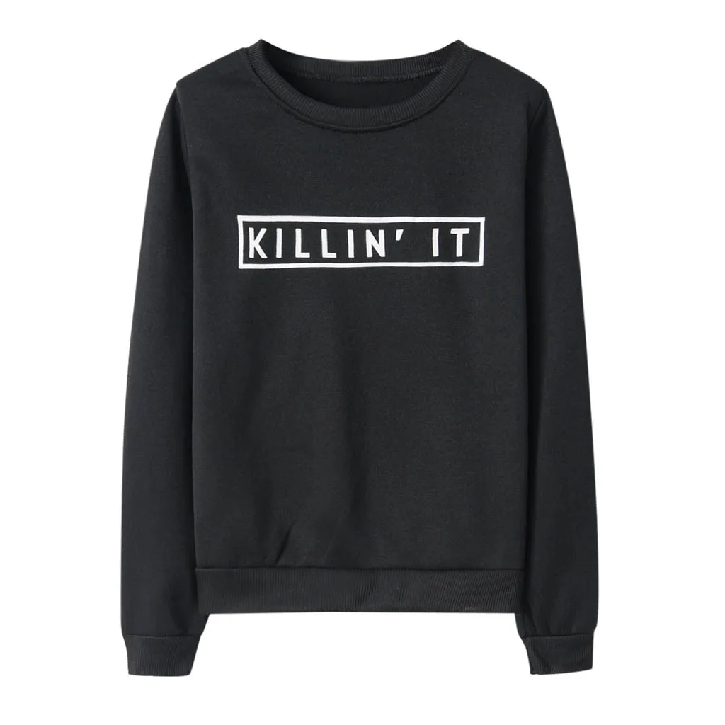 

Fashion sweatshirt women round loose white Harajuku Sweatshirt Printing Long Sleeve Casual Sweatshirt moletom Sudadera Mujer