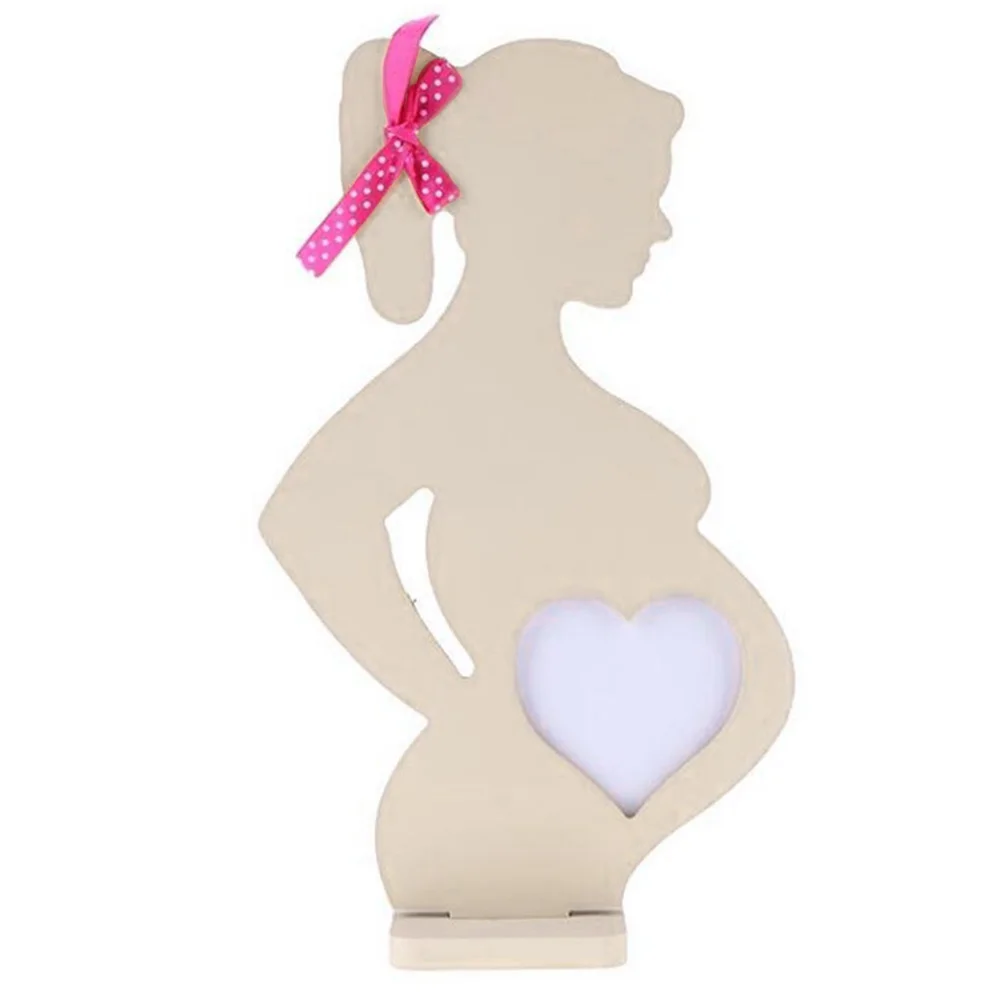#*Cheap Bedroom Home Crafts Decoration Desktop Pregnant Women Photo Frame Standing Wedding Supplies Table Wooden Pictures With Ribbon
