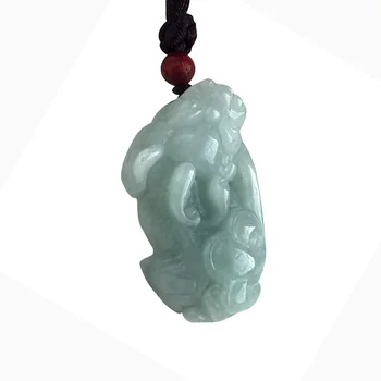 

Burma Jade Brave Troops Pendant Drop Shipping Hand Carved Jade Stone Lucky Amulet PiXiu Necklace With Chain Jadeite Jewelry