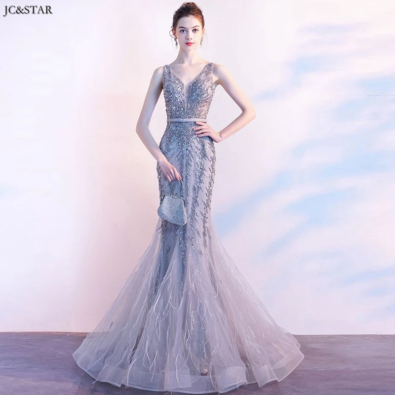 Серебристый Vestidos de festa longo para senhoras casamento Новое Кружевное Серебряное Сексуальное платье русалки для подружки невесты роскошное свадебное платье gow - Цвет: Серебристый