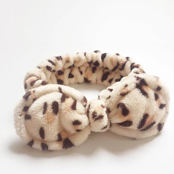 

1PC Kawaii Leopard Coral Fleece Women Elastic Makeup Toweling Hair Wrap Salon SPA Facial Headband Hairband Hair Accessories