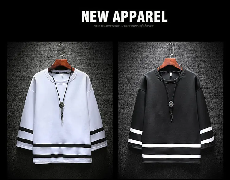 Zogaa New Youth Summer Autumn Men's Set Seven-point Sleeve T-shirt+ Ankle-Length Pants Male Korean Style Loose Sports Set