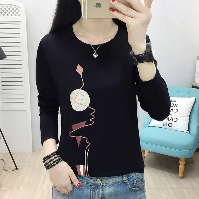 Tanie AOSSVIAO luźne 2019 jesień zima druku Oversize T shirt dla kobiet cukierki Streetwear koszula na co dzień idealny podstawy topy odzieży zielony