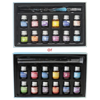 

Crystal Starry Sky Glass Ink Pen Glass Dip Pen For Writing Fountain Pen Set Gift H55F