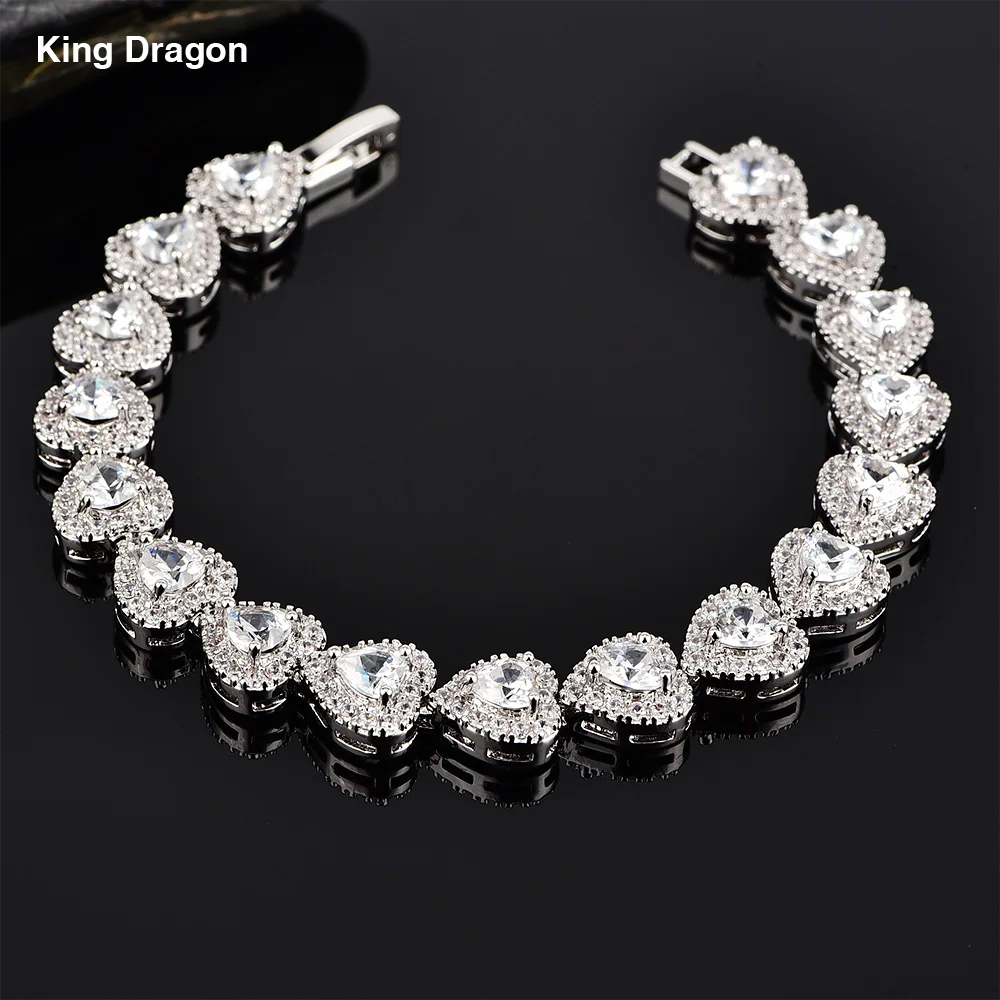 

New Trendy Heart Cubic Zircon Bracelet White Gold Color Female Party Bracelets Bangles for Women ZB-038