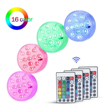 

12LEDs Remote Controlled RGB Submersible Light Battery Operated Underwater Night Lamp Outdoor Vase Bowl Garden Party Decoration