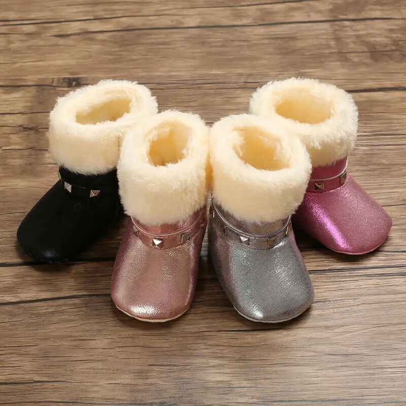 Новые детские сапоги для маленьких девочек; толстые теплые ботинки на мягкой подошве