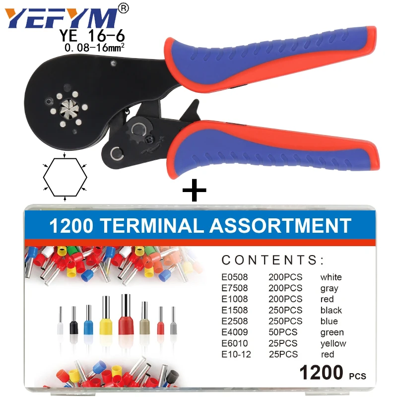 New Crimping Pliers Self Adjusting 0.08-16mm² Wire Terminal Crimper Electrical Tubular Mini Clamp  Electrician Repair Tools Set