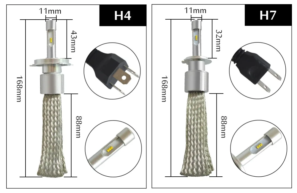Комплект из 2 предметов, рост от 90W 10000LM H7 светодиодный H4 H1 H11 H8 H3 9005 9006 HB3 HB4 автомобильные лампы для фар 6000K Автомобильные светодиодные лампы светодиодный automotivo12V лампа