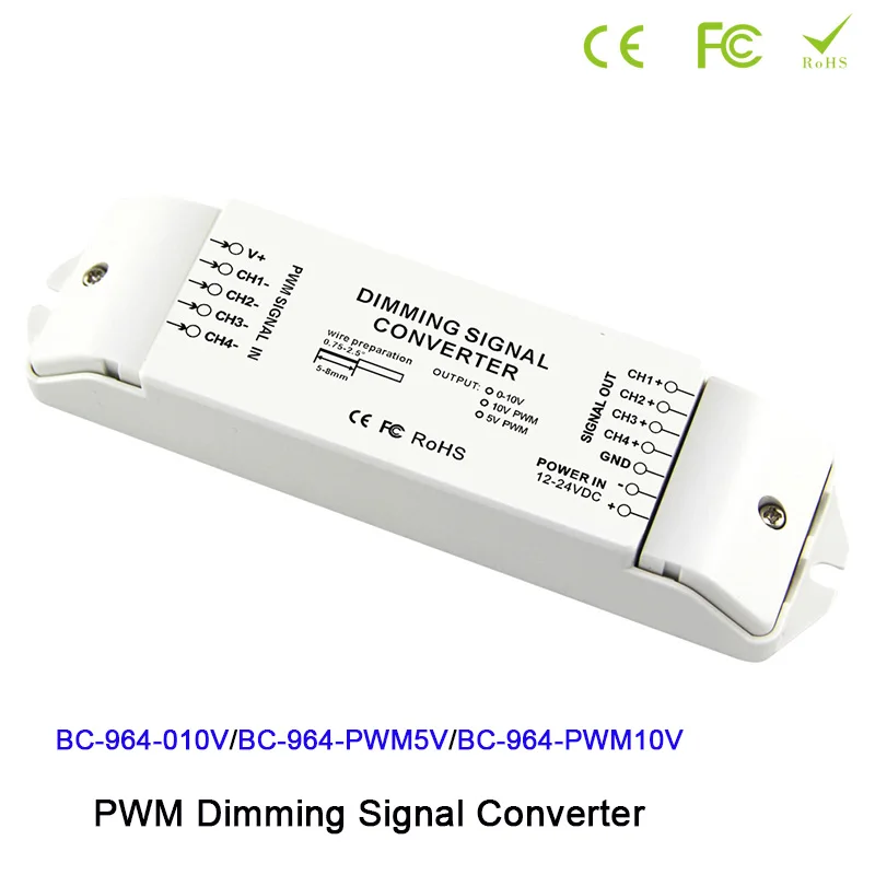 DC12V-DC24V led PWM Dimming Signal Converter 0-10V analog signa*4CH /5V PWM*4CH/10V PWM*4CH Output PWM Dimming Signal controller
