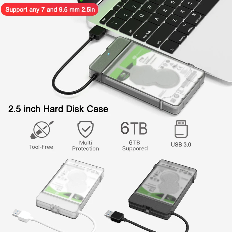2 5 дюймовый USB 3 0 HDD SSD Корпус чехол SATA жесткий диск коробка твердотельный Жесткий