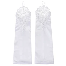 Для женщин без пальцев Свадебные Длинные перчатки кружевная отделка Свадебная вечеринка Локоть Длина Элегантный шнур