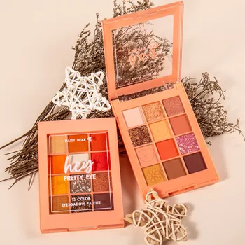 

12-Color Orange Star Eyeshadow Compact Dazzling Pink Pearly Lustre Sequined Eye Shadow